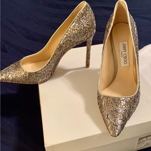 Jimmy Choo Romy Lace Pumps. Gorgeous and sexy with 4 inch heels.
